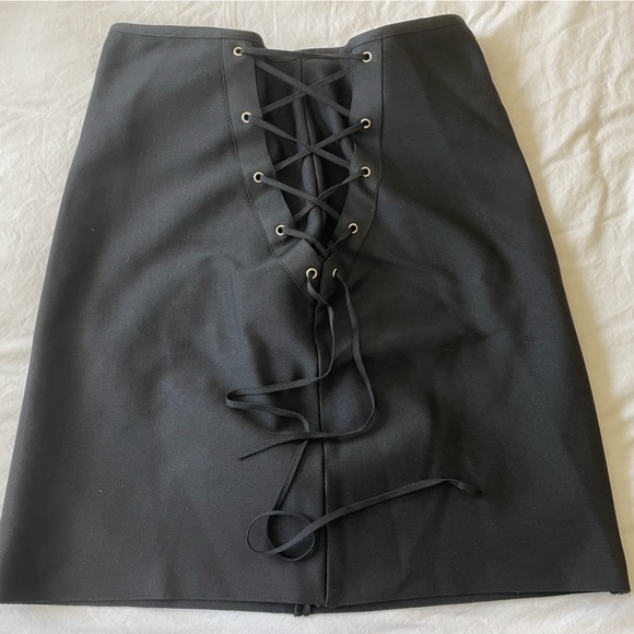 Akira 3x stretchy black lace-up skirt with zipper back- so cute just never worn! - Picture 3 of 3